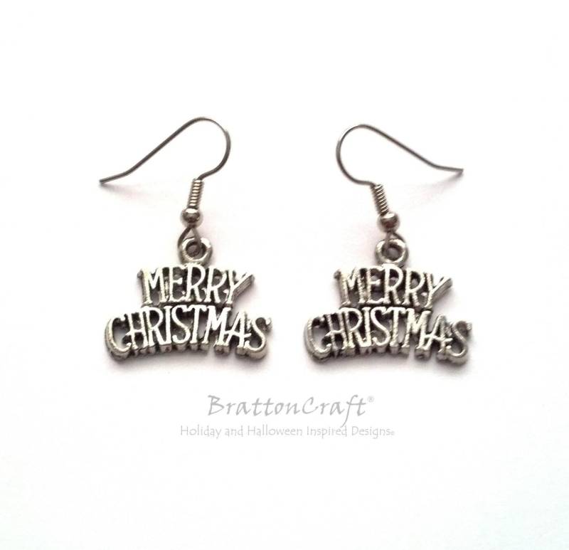 Frohe Weihnachten Ohrringe Zinn Urlaub Schmuck von BrattonCraft