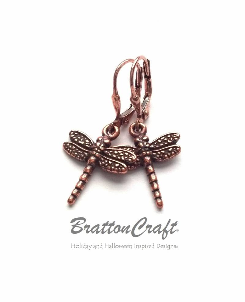 Kupfer Libellen Ohrringe Antik Finish Bug Schmuck von BrattonCraft