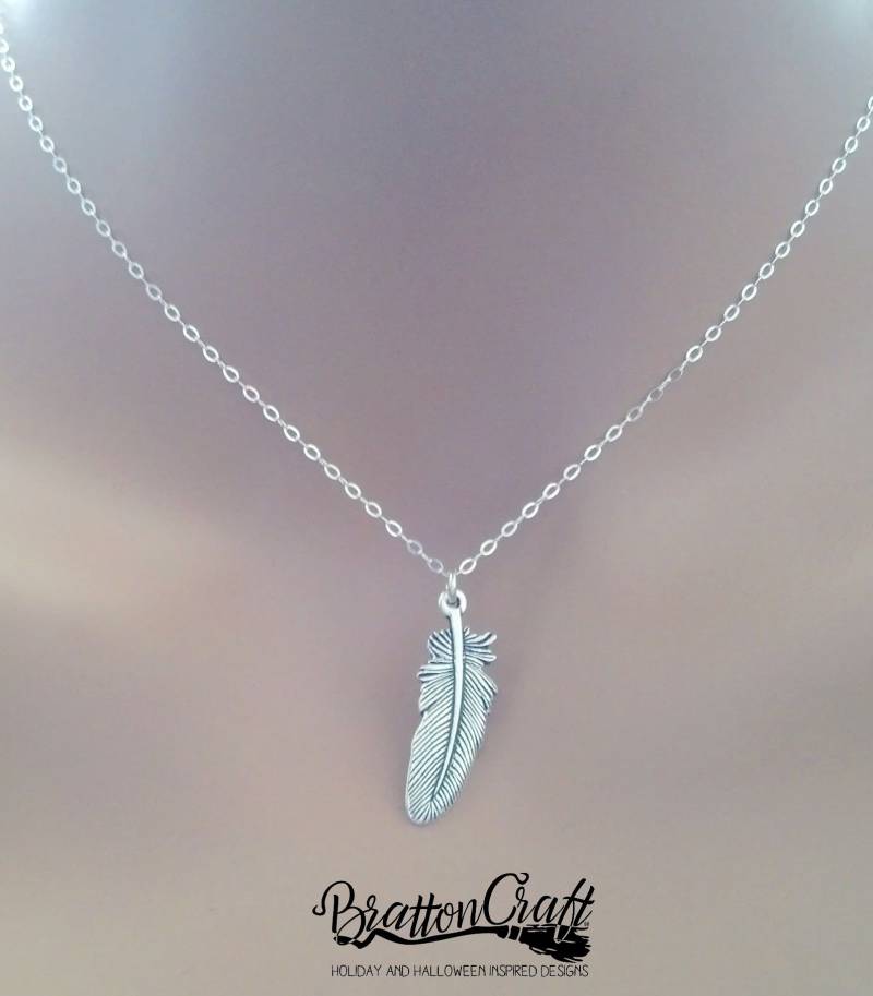 Silber Feder-Halskette Western Boho Schmuck Sterling Kette von BrattonCraft