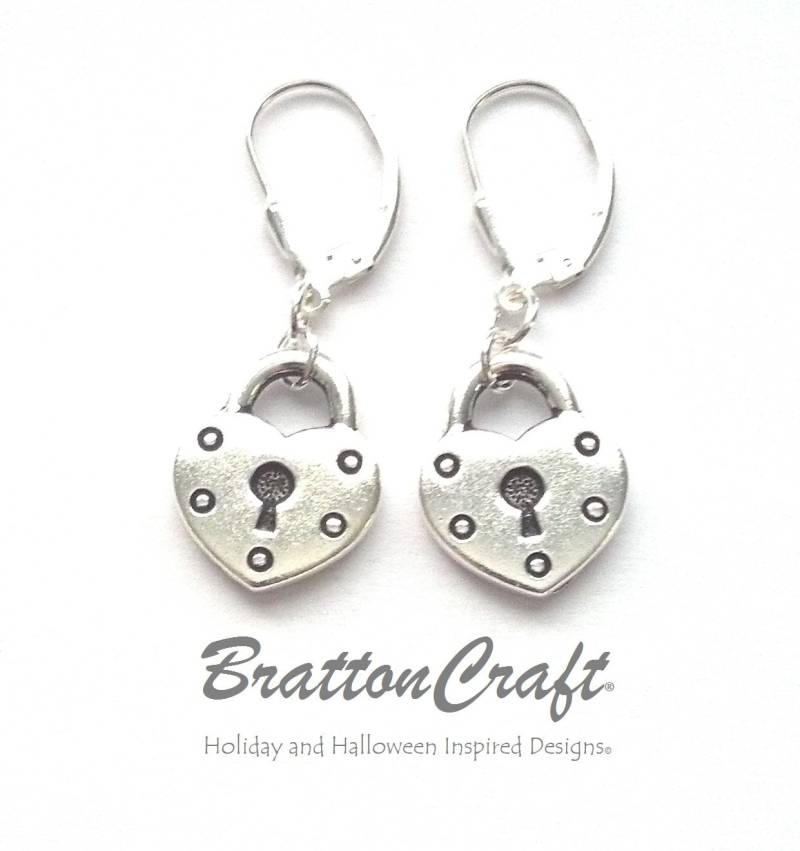 Silber Herz Lock Ohrringe Sterling Ohrringe von BrattonCraft