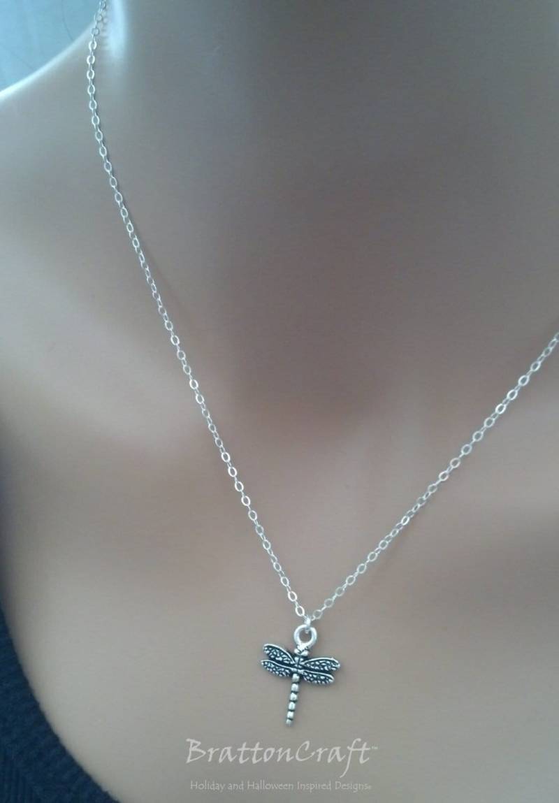Silber Libellen Halskette Britannia Pewter Insekt Schmuck von BrattonCraft