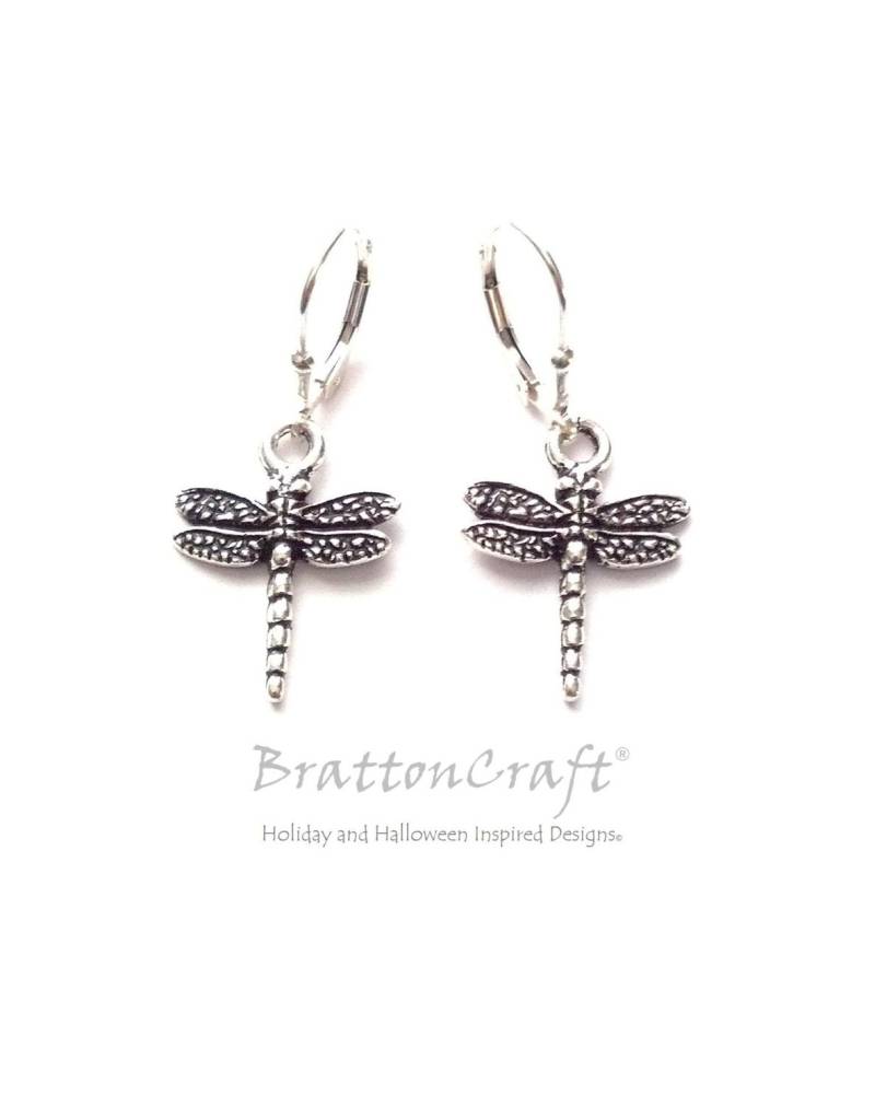 Silber Libellen Ohrringe Britannia Pewter Insekt Schmuck von BrattonCraft