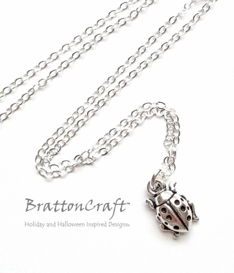 Silber Marienkäfer Halskette Britannia Pewter Insekt Schmuck von BrattonCraft