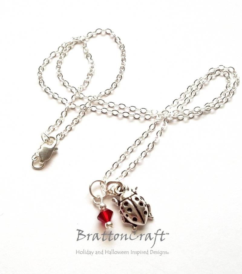 Silber Marienkäfer Halskette Pewter Insekt Schmuck Mit Swarovski Kristall von BrattonCraft