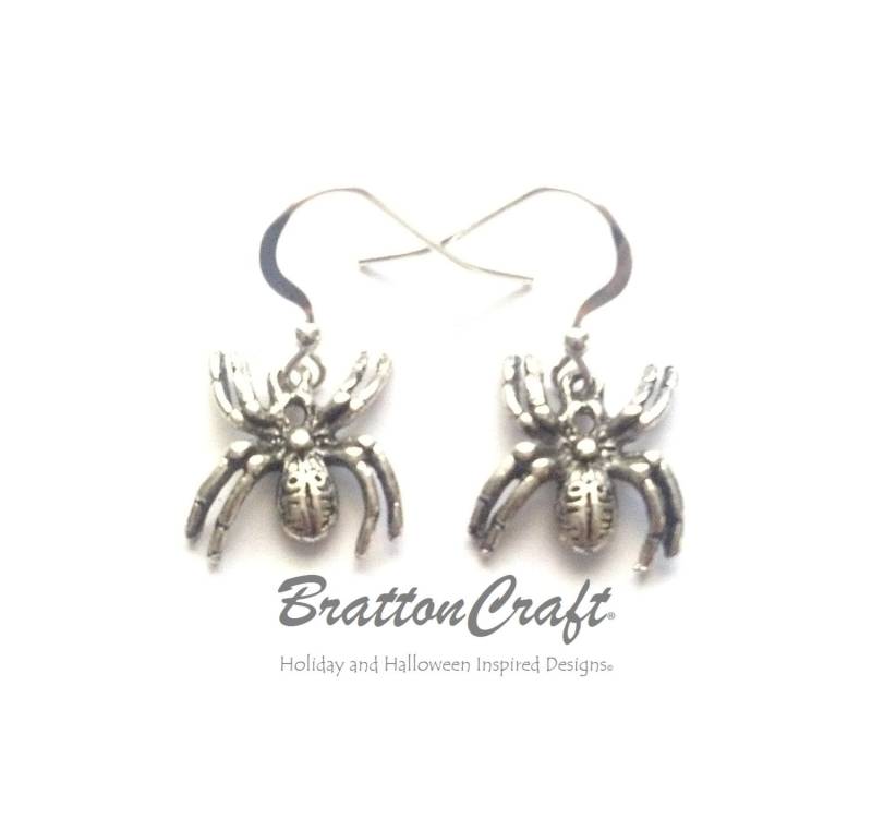 Silber Spinnen Ohrringe Sterling Halloween Schmuck von BrattonCraft