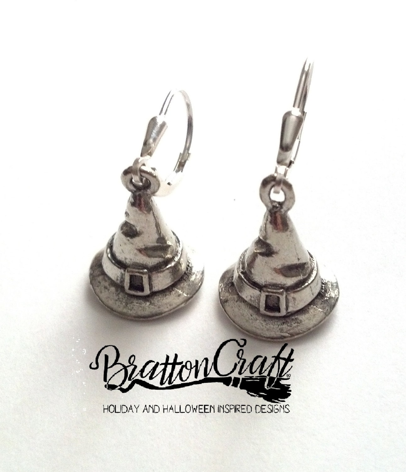 Hexenhut Ohrringe Silber Halloween Schmuck von BrattonCraft
