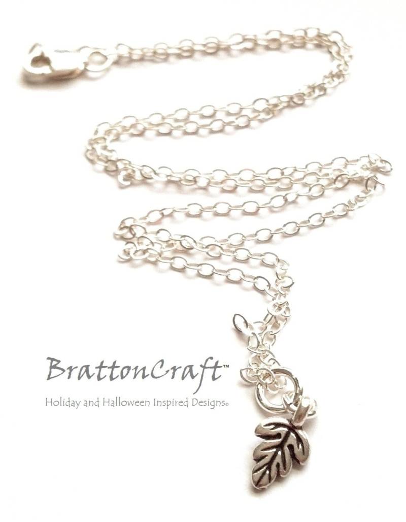 Zierliche Silber Eichenblatt Halskette Sterling Kette von BrattonCraft