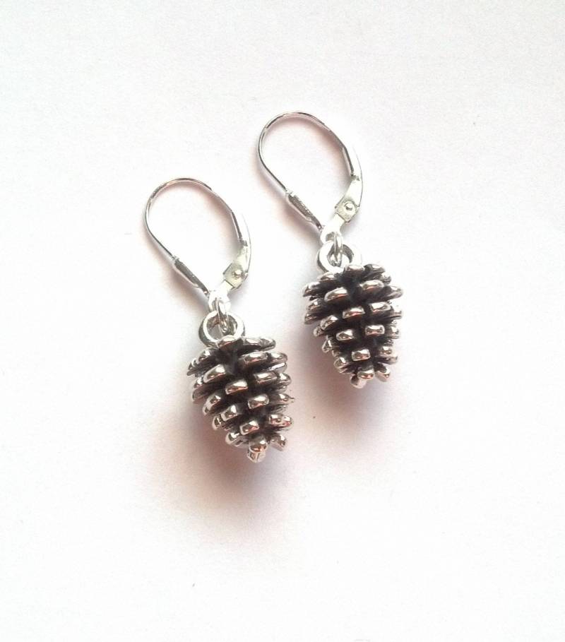 sterling Silber Tannenzapfen Ohrringe 3D Waldschmuck von BrattonCraft