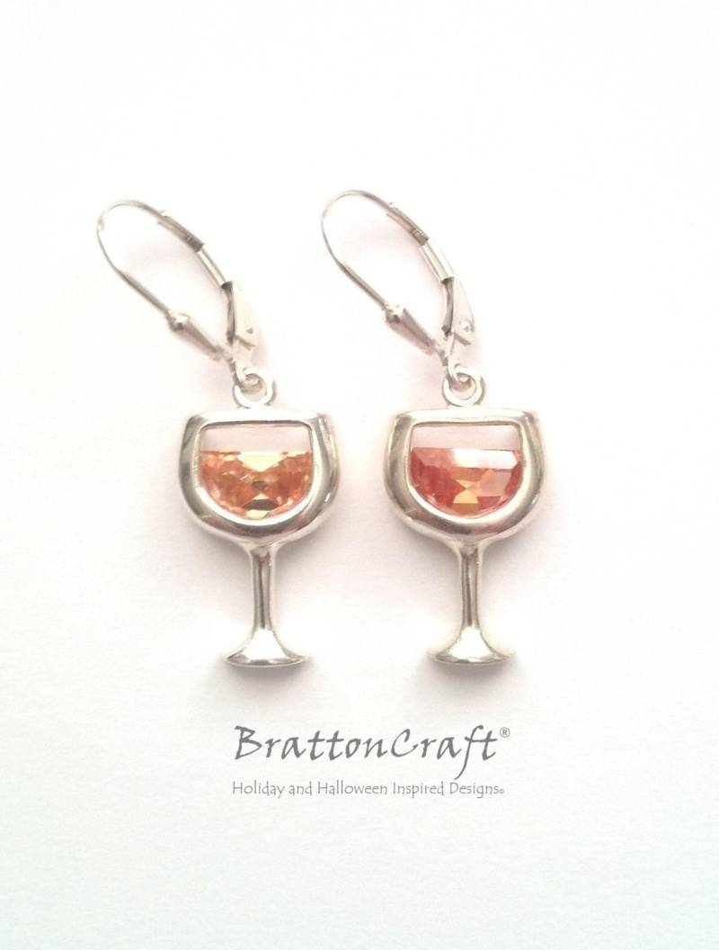 sterling Silber Weinglas Ohrringe Karamell Cz Akzent von BrattonCraft