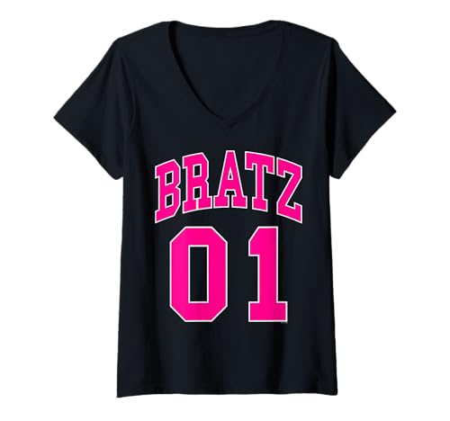 Damen Bratz Varsity Jersey-Stil Text 01 T-Shirt mit V-Ausschnitt von Bratz