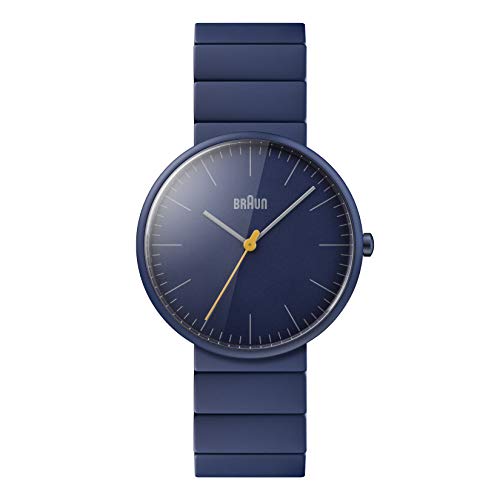 Braun Unisex Full-Ceramic 3-Hand Analogue Quartz Watch, Dark Blue Dial and Dark Blue Ceramic Bracelet and 38mm Case, Model BN0171NVNVG. von Braun