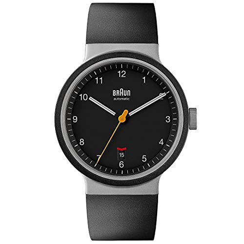 Braun Automatic 3-Hand 40mm Mens Watch with Date Analogue Watch, Rubber Strap, 40mm Stainless Steel Case with Black Dial, Model BN0278BKBKG. Braun Automatic 3-Hand 40mm Mens Watch with Date Analogue Watch, Rubber Strap, 40mm Stainless Steel Case with Black Dial, Model BN0278BKBKG. von Braun