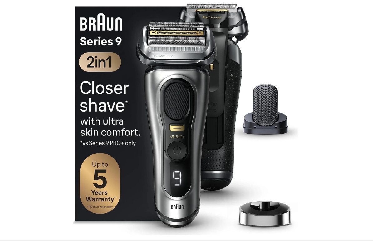 Braun Bartschneider 9557s Series 9 Pro Herrenrasierer Elektrisch, Nass- & Trockenrasur, Wasserdicht, 4+1 Scherkopf, 60 Min Laufzeit von Braun