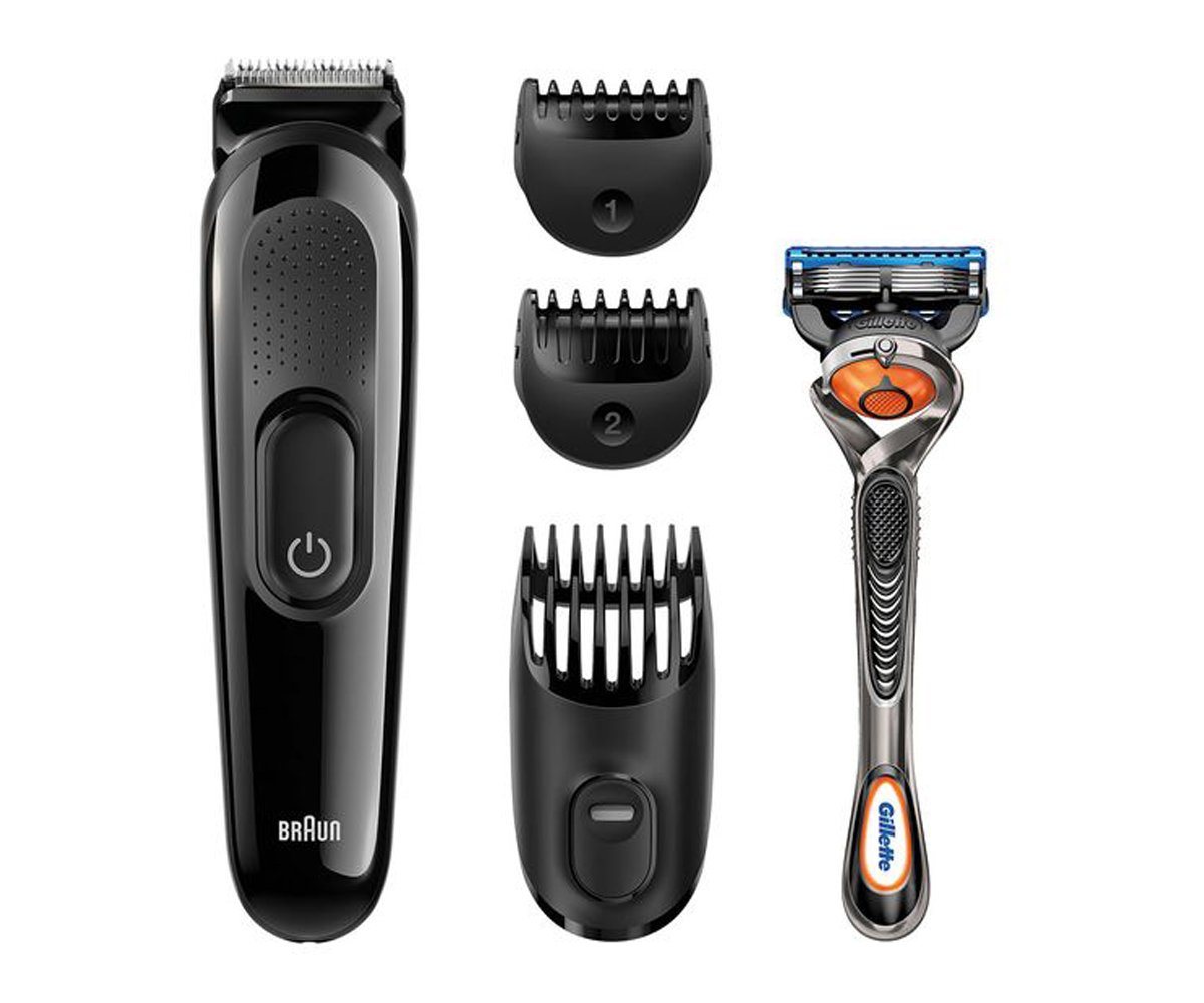 Braun Bartschneider Braun Barttrimmer Trimmer SK3000 Gillette Fusion 5 ProGlide Rasierer, selbstschneidende Edelstahl-Klingen, Kabellos, Aufsätze abwaschbar von Braun