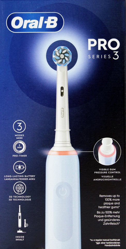 Braun Elektrische Zahnbürste Braun Oral-B Pro 3 3000 Elektr. Zahnbürste Sensitive Clean blau von Braun