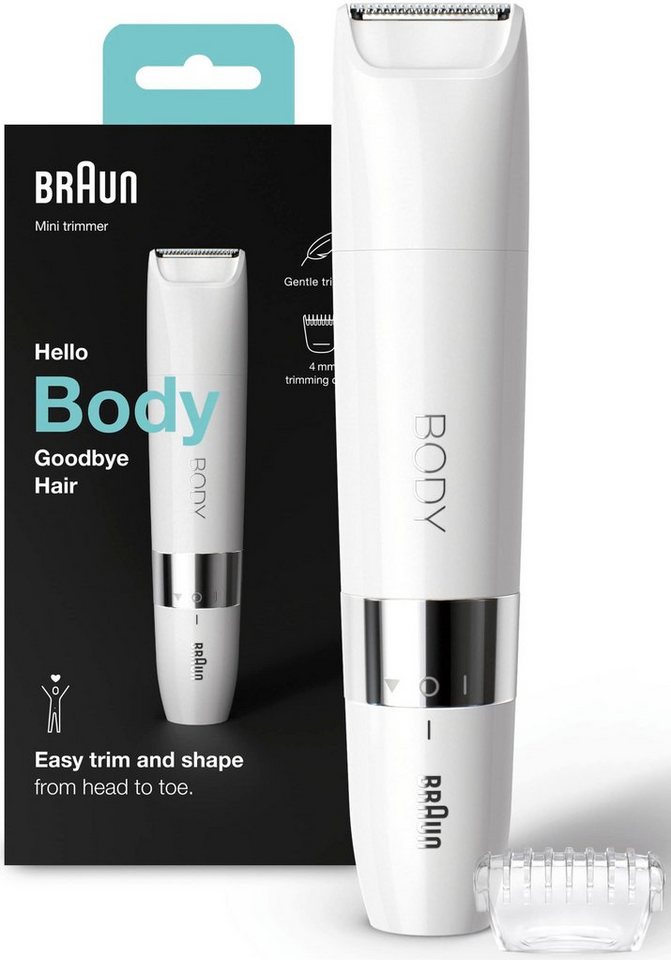 Braun Elektrokörperrasierer Mini Body-& Bikini-Trimmer BS1000, Aufsätze: 1, Mini-Größe für unterwegs von Braun