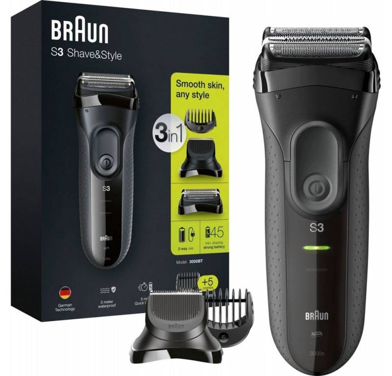 Braun Elektrorasierer 3000BT Shave&Style Series 3 - Elektrorasierer - schwarz/grau von Braun