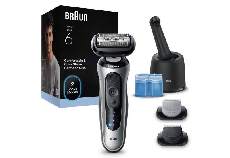 Braun Elektrorasierer 62-S7650CC, Wasserdicht, kabellos, 60 Min. Akku, inklusive Reinigungsstation von Braun