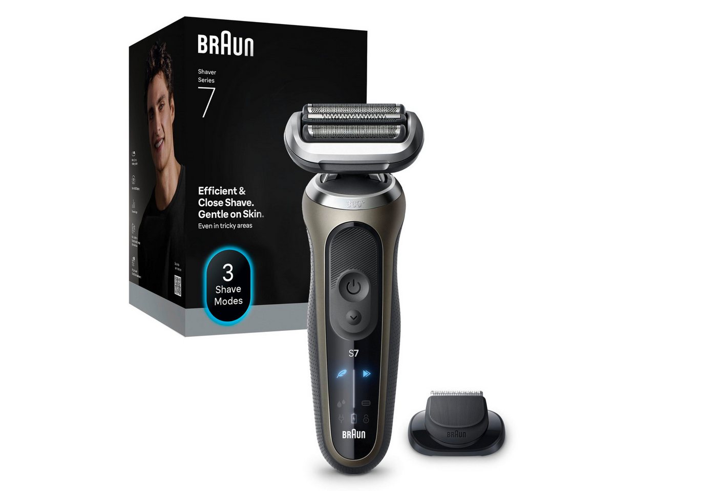 Braun Elektrorasierer 72-C1200s, Wasserdicht, Schnellladefunktion, 60 Min. Laufzeit, Flexibler Kopf von Braun