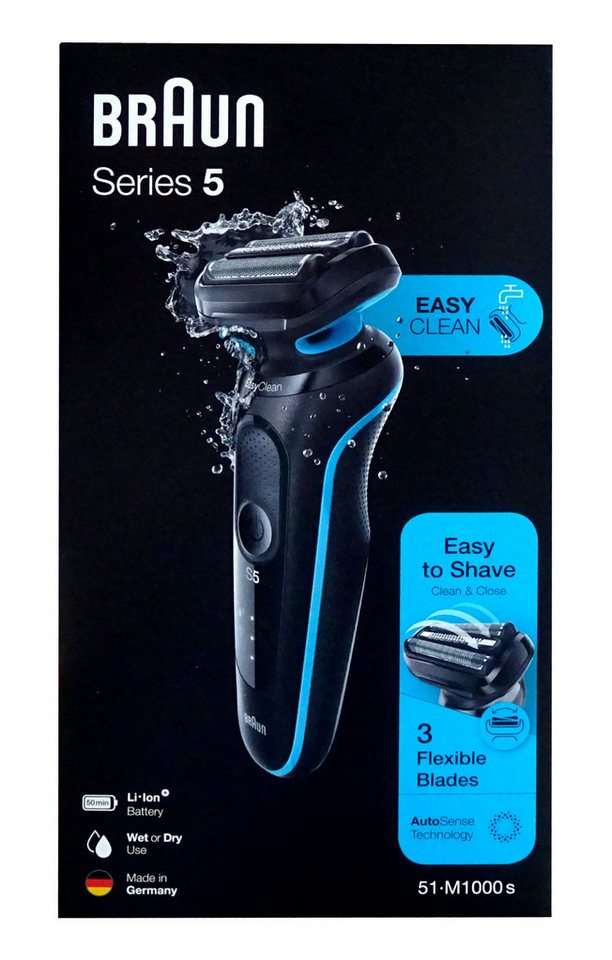 Braun Elektrorasierer Braun 51-M1000S Series5 Akku Rasierer schwarz/blau von Braun