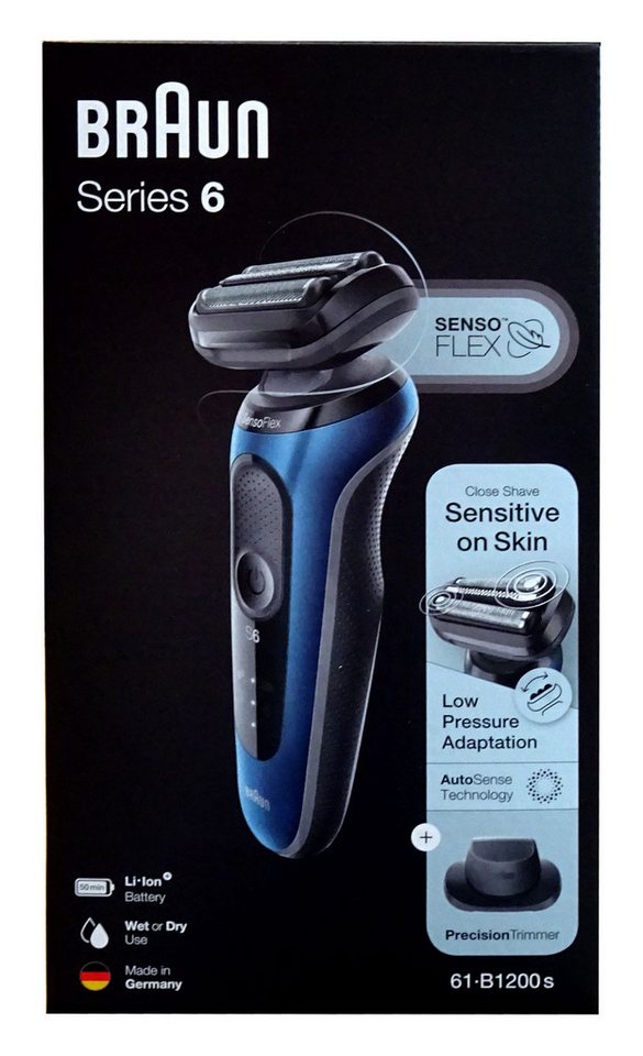 Braun Elektrorasierer Braun 61-B1200S Series6 Akku Rasierer blau von Braun