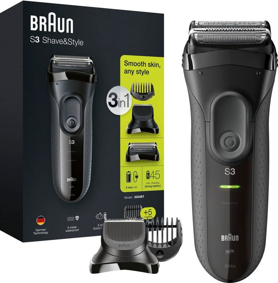 Braun Elektrorasierer Series 3 Shave&Style 3000BT, Wet&Dry von Braun