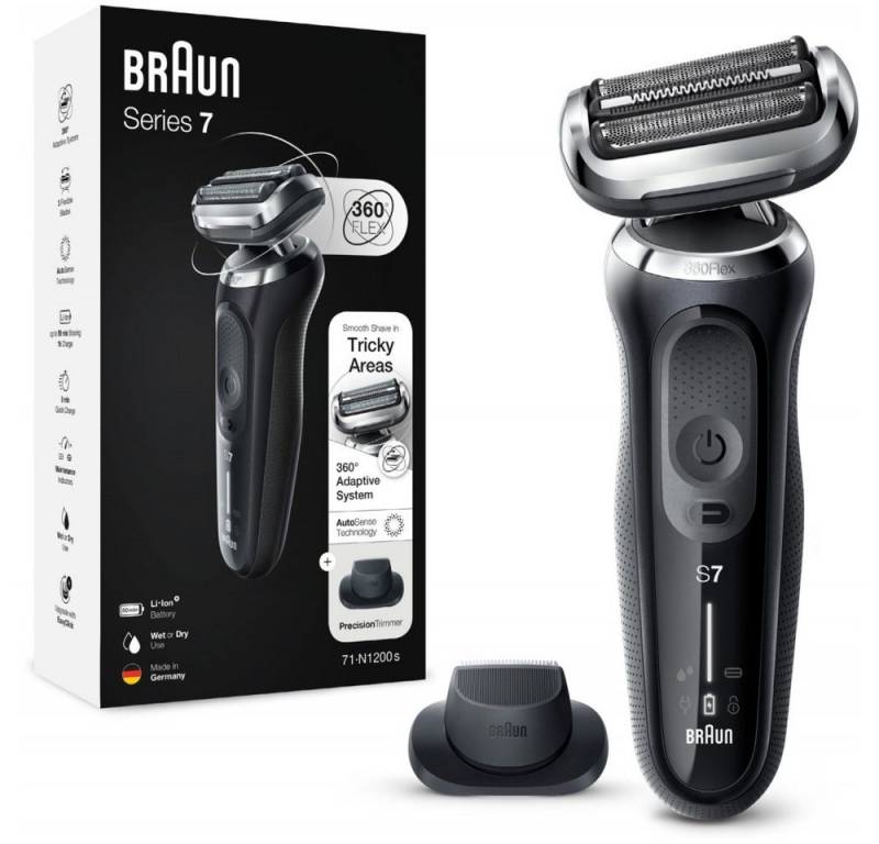 Braun Elektrorasierer Series 7 71-N1200s Wet & Dry - Rasierer - schwarz/grau von Braun