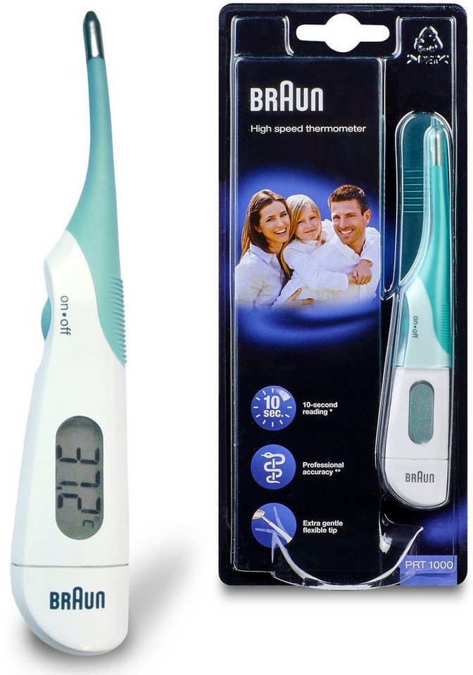 Braun Fieberthermometer Braun Digital-Thermometer, PRT 1000, zuverlässig und extrem schnell durch professionelle Genauigkeit von Braun