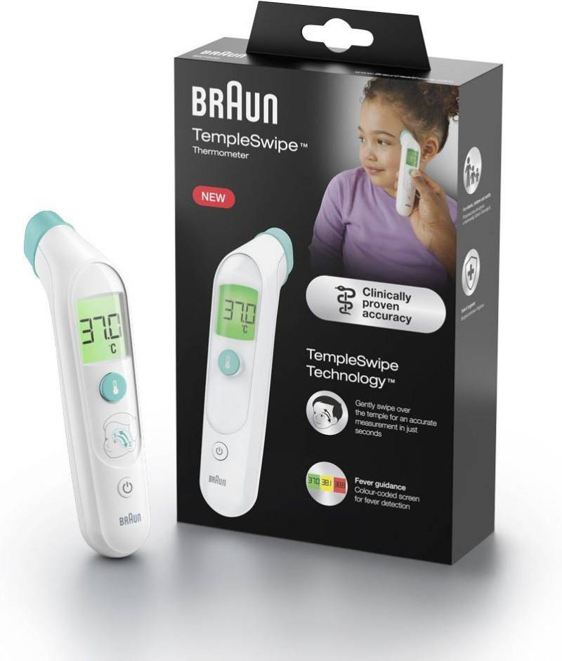 Braun Fieberthermometer TempleSwipe™ Stirnthermometer​ - BST200, Geeignet für alle Altersgruppen​: Säuglinge, Kinder und Erwachsene von Braun