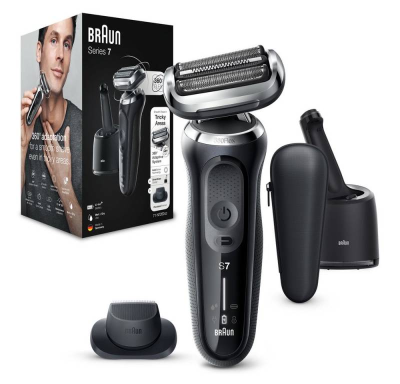 Braun Gesichtshaarrasierer Braun Series 7 71-N7200cc Folienschaber Trimmer Schwarz von Braun