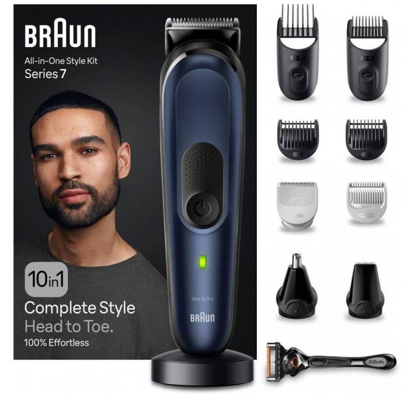 Braun Haar- und Bartschneider MGK 7410 Multi-Grooming-Kit - Haar-/Bartschneider - schwarz/blau von Braun