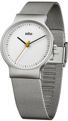 Braun Herren Analog Quarz Uhr mit Edelstahl Armband BN0211WHSLMHL von Braun