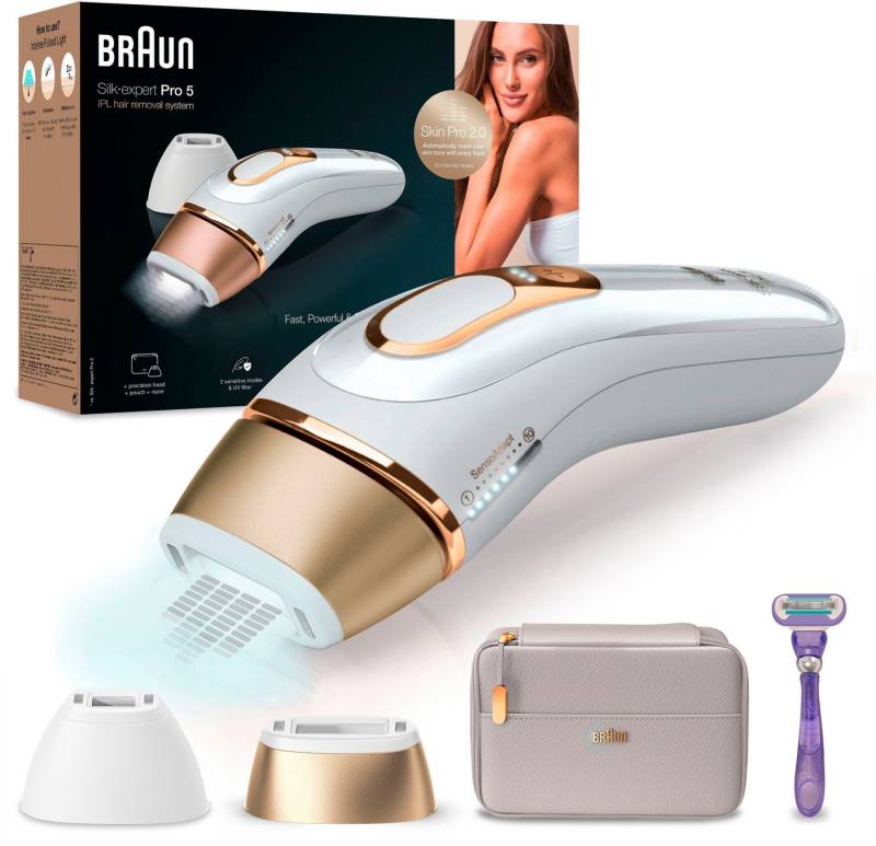 Braun IPL-Haarentferner Silk-Expert Pro 5 PL5157 IPL, 400.000 Lichtimpulse, Skin Pro 2.0 Sensor von Braun