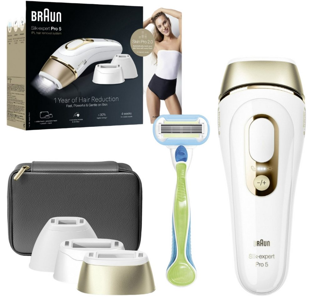 Braun IPL-Haarentferner Silk-expert Pro 5 PL5242 - IPL-Haarentferner - weiß/gold von Braun