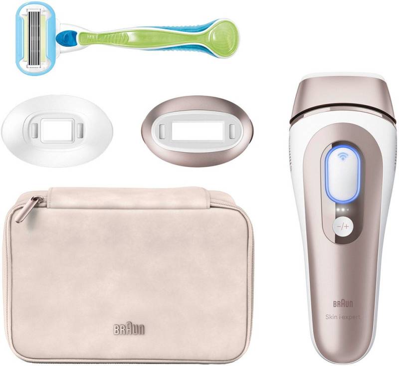 Braun IPL-Haarentferner Smart IPL Skin i·expert PL7147, passt sich dem individuellem Hautton an Lichtimpulse, Standard- & Präzisionsaufsatz, Venus Rasierer, Aufbewahrungstasche, für Intimbereich geeignet, nahezu schmerzfrei, IPL-System von Braun