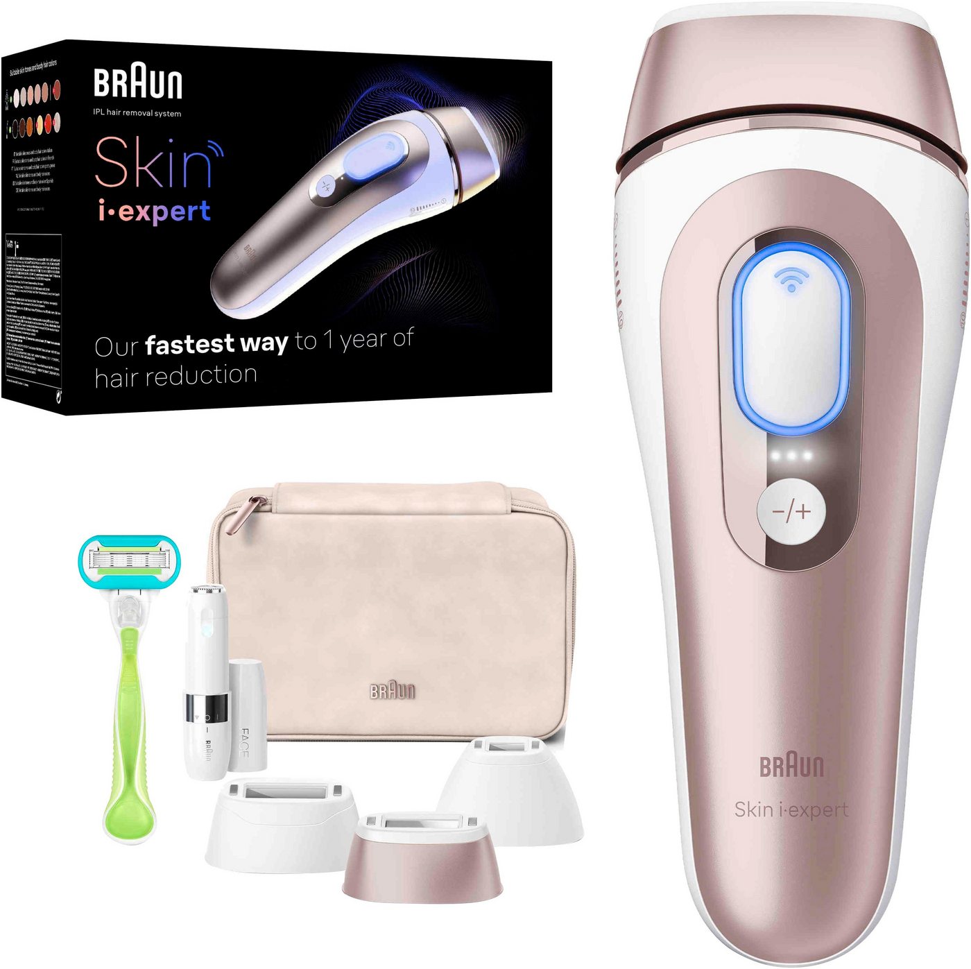 Braun IPL-Haarentferner Smart Skin i·expert PL7249, 3 Aufsätze für Gesicht & Körper, Venus Rasierer, Mini-Rasierer von Braun