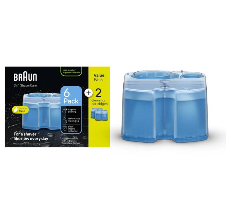 Braun Körperrasierer Braun Nachfüllkartuschen 6+2-Pack für Rasierer-Reinigung., 6+2 Nachfüllkartuschen für Braun Rasierer von Braun