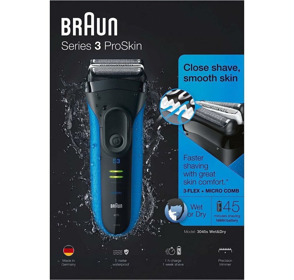 Braun Körperrasierer Series 3 ProSkin - 3045s (schwarz/blau) von Braun