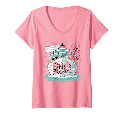 Damen Braut An Bord Kreuzfahrt Junggesellinnen Kreuzfahrt T-Shirt mit V-Ausschnitt Damen Braut An Bord Kreuzfahrt Junggesellinnen Kreuzfahrt T-Shirt mit V-Ausschnitt von Braut An Bord Kreuzfahrt Junggesellinnen