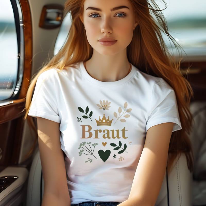 Braut T-Shirt Mit Krone Und Herz, Jga Shirt, Hochzeit Party, Proud Braut, Outfit, To Be, Heirat von Brautakademie