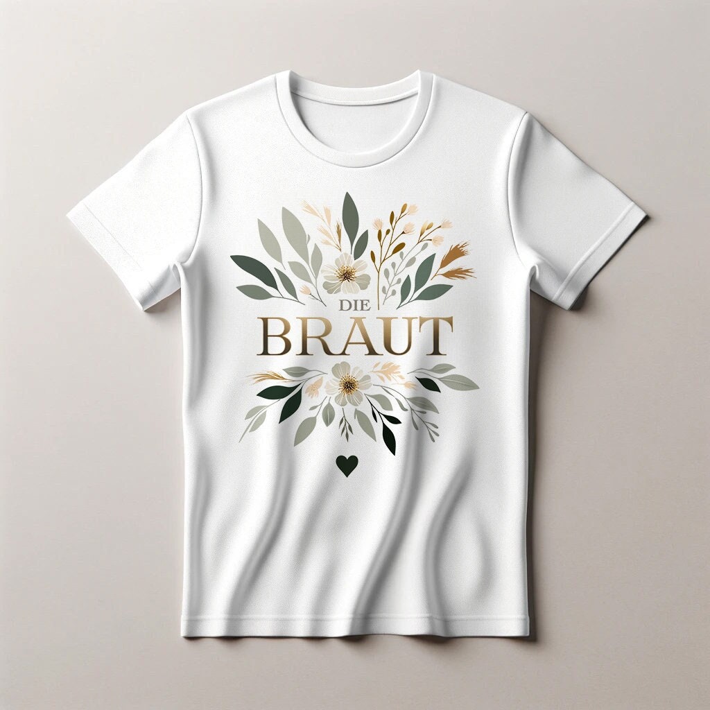 T-Shirt "Die Braut' Mit Floralem Design, Junggesellinnenabschied, T-Shirt, Elegantes Braut-Outfit von Brautakademie