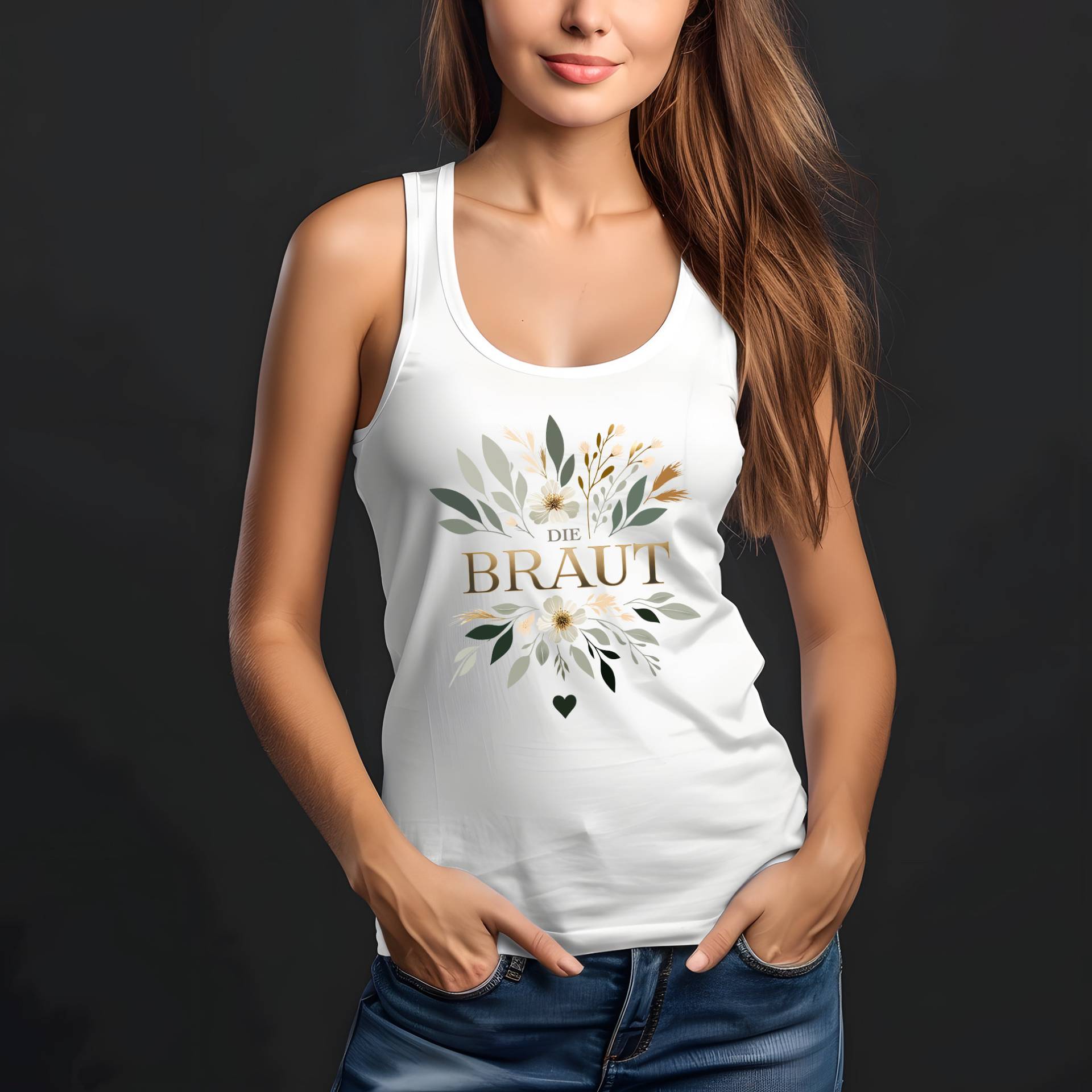 Tank Top Die Braut Jga - Sommer T-Shirt, Floral Boho Design von Brautakademie