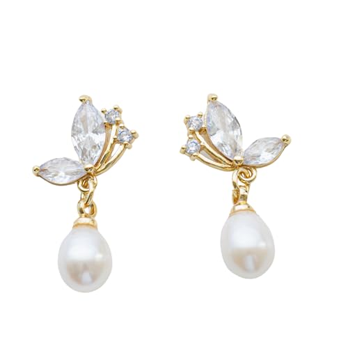 Perlen Ohrringe Braut Schmuck Hochzeit elegante Süßwasserperlen Ohrringe zur Hochzeit von Brautkrone