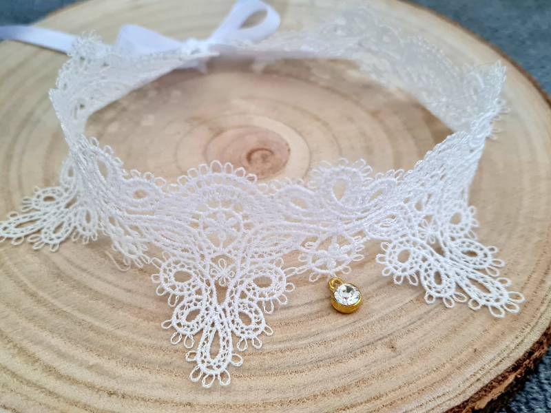 Halskette Halsband Chocker Weiße Spitze Auch Mit Anhänger von Brautschaetze
