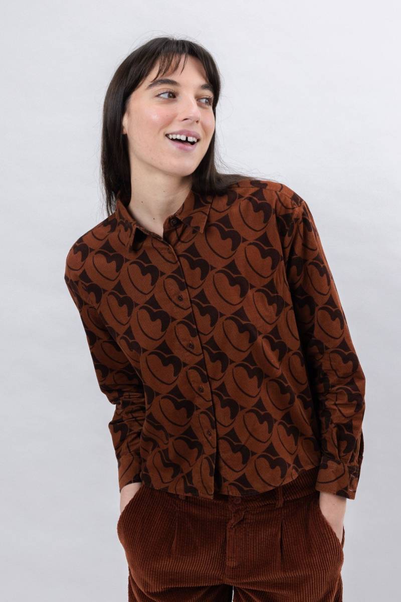 Bluse Bombon Babycord Boxy Braun von Brava Fabrics