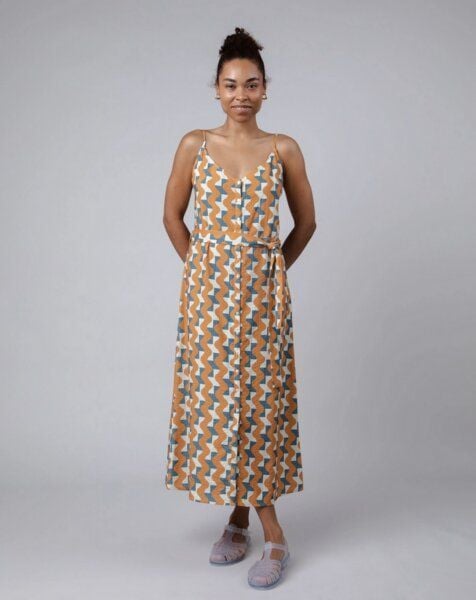 Brava Fabrics Big Tiles Long Dress Ochre von Brava Fabrics