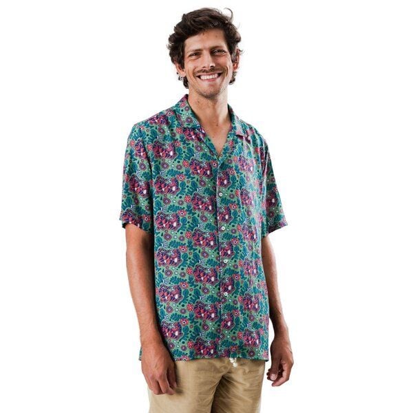 Brava Fabrics Kurzarm-Hemd Asis Percales Tigris Aloha von Brava Fabrics