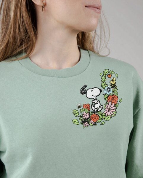 Brava Fabrics Peanuts Flowers Sweatshirt Light Green von Brava Fabrics