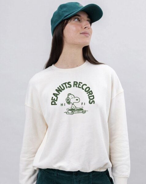 Brava Fabrics Peanuts Records Rundgeschnittenes Sweatshirt Weiß von Brava Fabrics