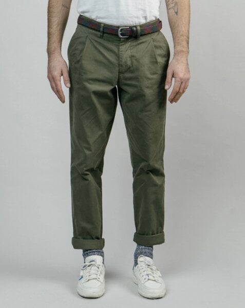 Brava Fabrics Pleated Chino Pants Olive von Brava Fabrics